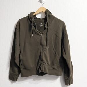 MM. Lafleur Sweatshirt Small Full Zip Hoodie Olive Army Green French Terry